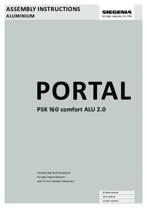 PORTAL PSK160 ALU - montāžas instrukcija (ENG)