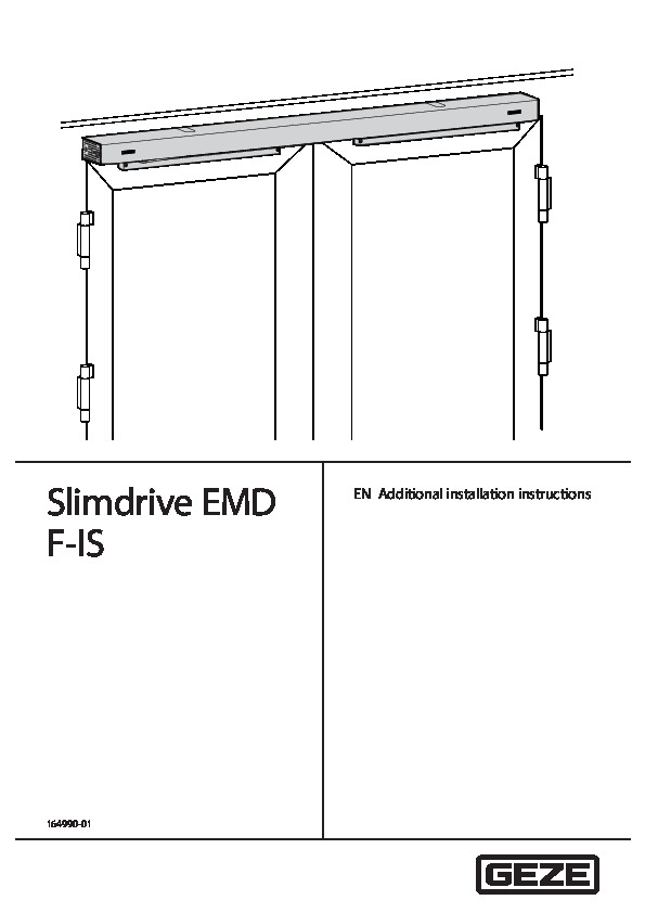 GEZE Slimdrive EMD-F-IS Additional installation instructions (ENG)
