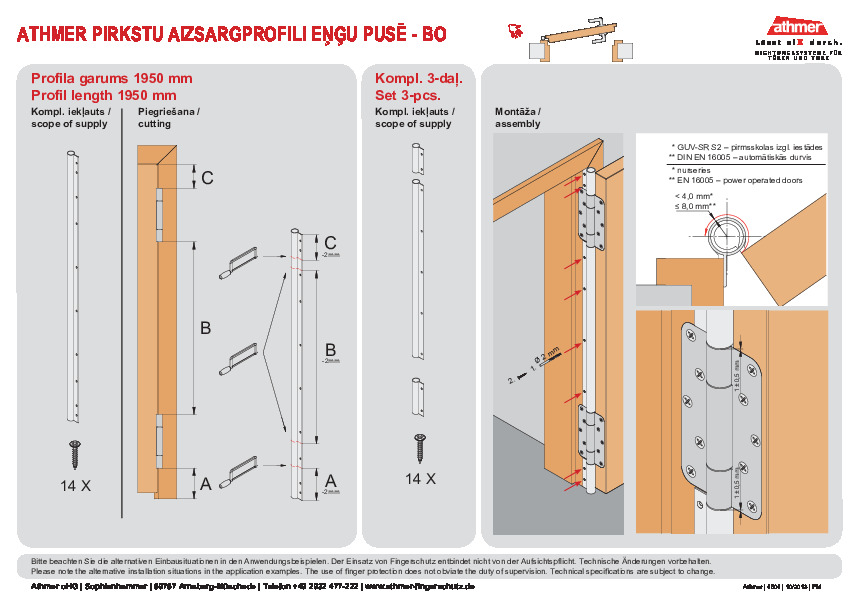 Finger protection profile ATHMER BO assembly