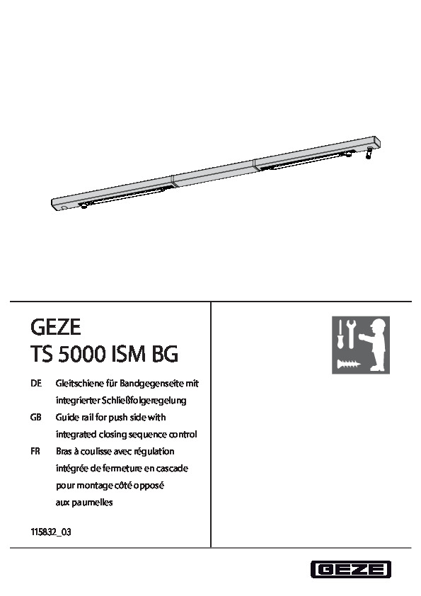 GEZE TS 3000/5000 ISM BG - sliedes montāžas instrukcija (DE/EN/FR)