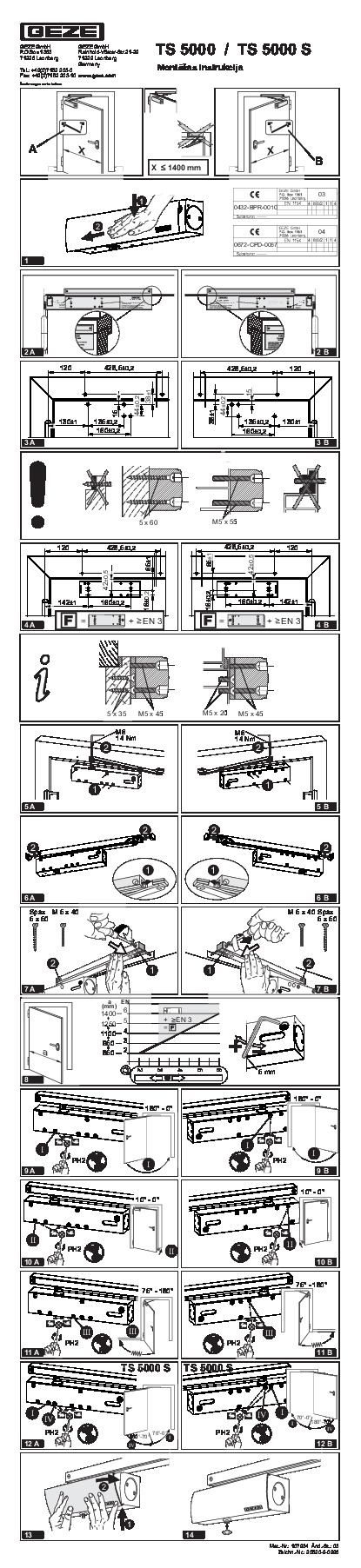 Door closer TS 5000 installation hinge side