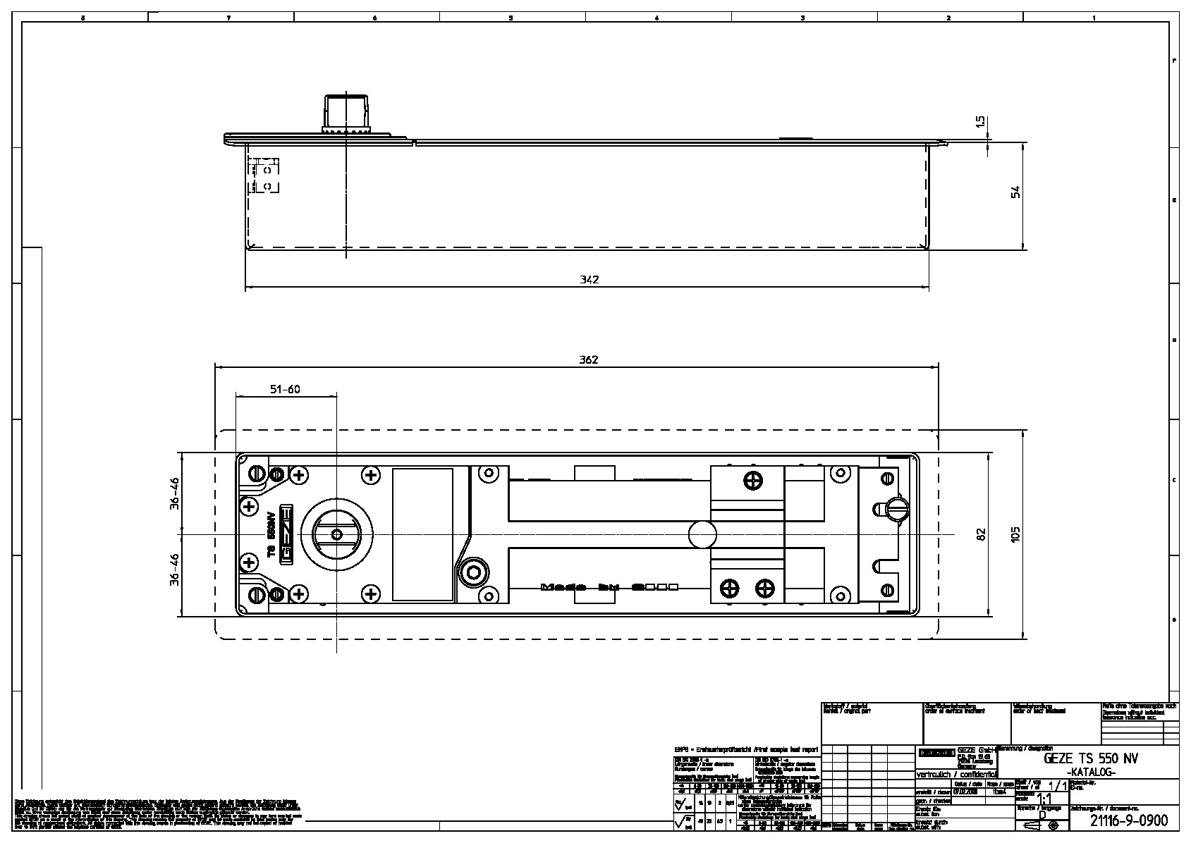 Sizing of door closer TS 550 NV