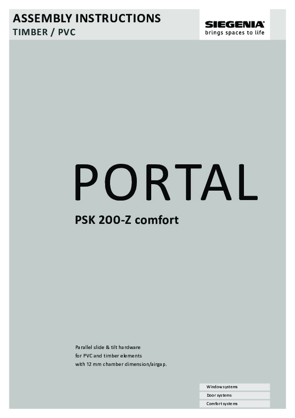 PORTAL PSK200-Z comfort - montāžas instrukcija (ENG)