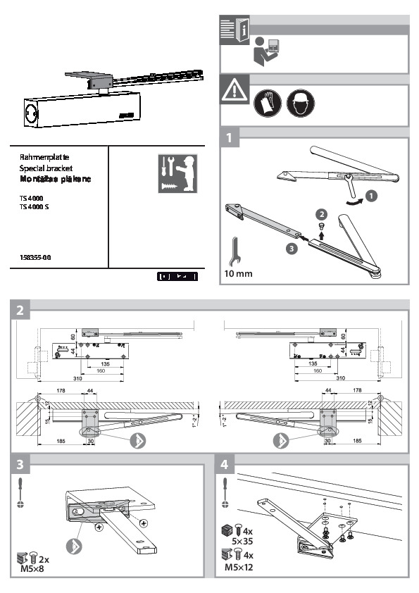 Mounting plate for door closer TS 4000/TS 4000 S 