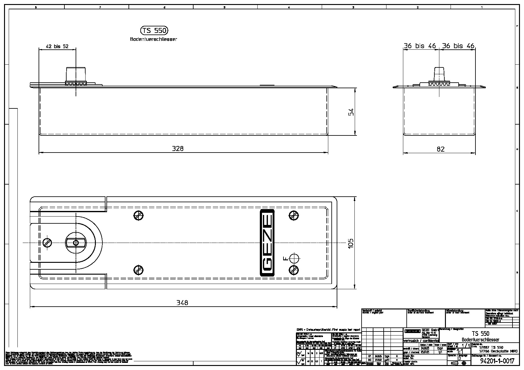 Door closer TS 550 sizing