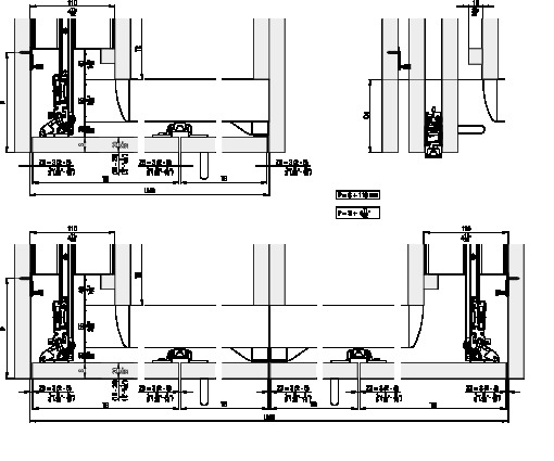 HAWA Folding CONCEPTA 25 Montāžas piemēri sistēmām ar grīdas profilu
