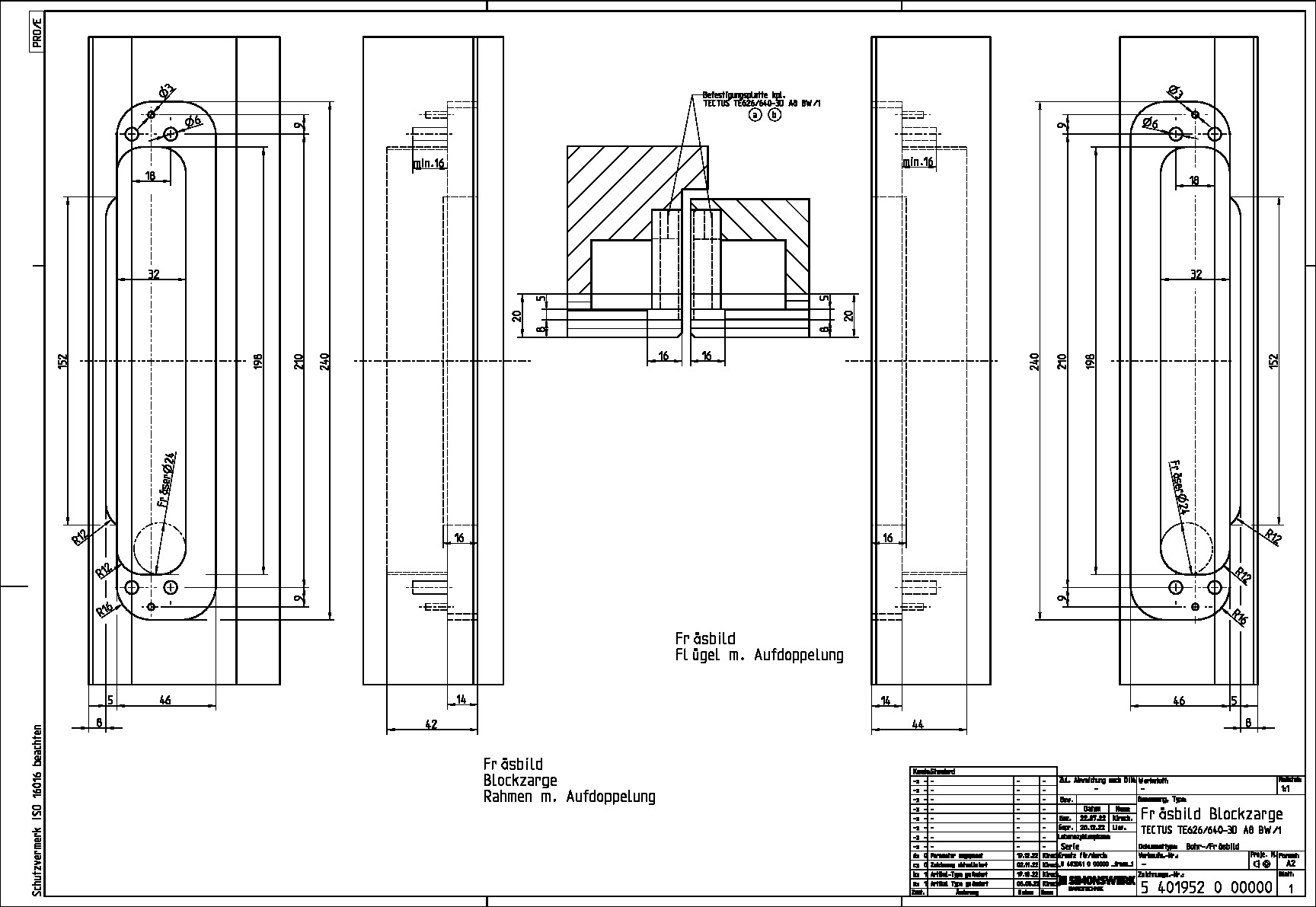 Milling in casing frame with mounting bracket BW/1 - cladding up to 20 mm