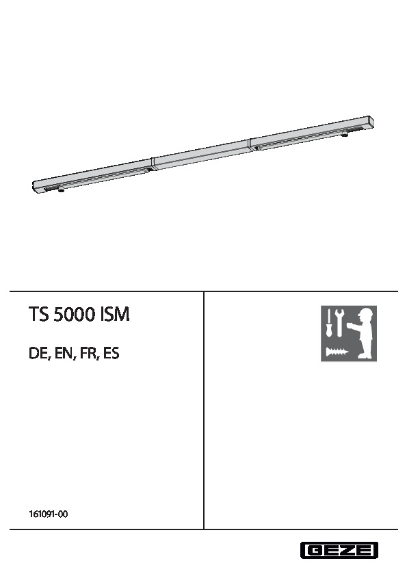 Durvju aizvērēju TS 3000 ISM/TS 5000 ISM sliedes montāža (DE/EN/FR/ES)