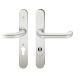 Security backplate set with handles for narrow doors, handle/handle, with cylinder security disc, PZ 92, aluminium F1