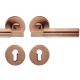 Handle set with round roses PZ, door thickn.DB 39-58 mm, light bronze