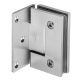 Wall-to-glass hinge with stop, satin nickel-plated