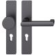 FSB 79 1031 door knob set with backplates for fireproof emergency doors, PZ 92mm, aluminium matt black S8,RIGHT