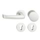 FSB 79 1045 door knob set with PZ round roses for fireproof emergency doors, natural aluminium F1,LEFT