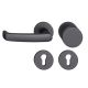 FSB 79 1045 door knob set with PZ round roses for fireproof emergency doors, matt black S8,LEFT