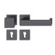 FSB 79 1074 door knob set with PZ square roses for fireproof emergency doors, matt black S8,RIGHT