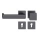 FSB 79 1074 door knob set with PZ square roses for fireproof emergency doors, matt black S8,LEFT