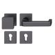 FSB 79 1134  door knob set with PZ square roses for fireproof emergency doors, matt black S8,RIGHT