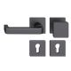 FSB 79 1134  door knob set with PZ square roses for fireproof emergency doors, matt black S8,LEFT