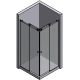 COLETTE sliding system for corner shower 1000x1000mm, with U-profile connector with wall, matt st. steel