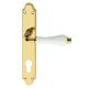 DALIA handle set with backplates PZ/72mm, polished brass + white porcelain