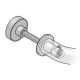 05 0580 Bolt through-fixing for pull handles Ø25/30 mm, M8, Ø13 mm, door thickness 35-44mm, galvanized steel / fixing rose: aluminium pure