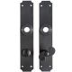 Set of backplates with WC knob 002, forged, black steel, HANDMADE