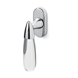 Window handle AURORA K164, brass chrome-plated, polished + clear glass by OLIVARI