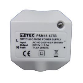 MiTEC PSM18 Impulsu barošanas bloks 100-240V / 12V DC, 1.5A, ievietojams nozarkārbā