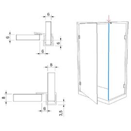 Stūra blīvējošais profils duškabīnēm 90°