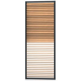 Bīdāmo slēģu paneļi LOGGIAWOOD PRIVACY ar grozāmām koka lamelēm un alumīnija rāmi. RENSON.