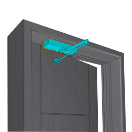 Door closer GEZE TS 2000 NV BC with HOLD-OPEN link arm and lintel casing bracket - ARRANGEMENT KL Hold-Open