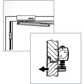 Door closer ABLOY DC336 with guide rail G195 - ARRANGEMENT 2