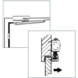 Door closer GEZE TS 5000 L with guide rail T-STOP TS 5000/3000 - ARRANGEMENT L