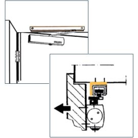 Door closer ABLOY DC336 with guide rail G195 and mounting bracket - ARRANGEMENT SL