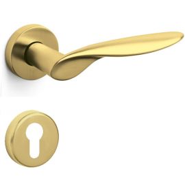 Door handle WIND M187 PZ, gold tone PVD satin (TS). OLIVARI.