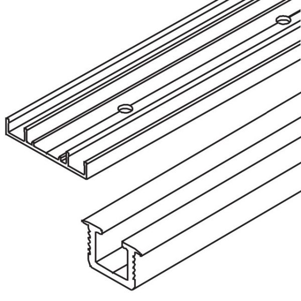 042.3039.990 dubultais grīdas montāžas profils ar sliedi 042.3037, alumīnijs anodēts, piegriežams pēc izmēra (cena par 1 m)