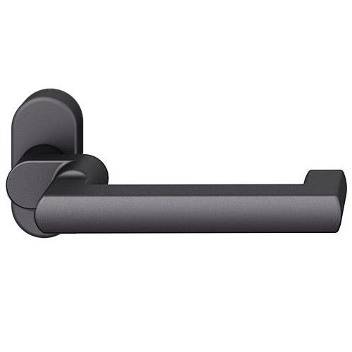 FSB 06 1031 rokturis bez ass ugunsdrošām profilrāmju evakuācijas durvīm, ar ovālu rozeti, alumīnijs graudaini matēts melns S8