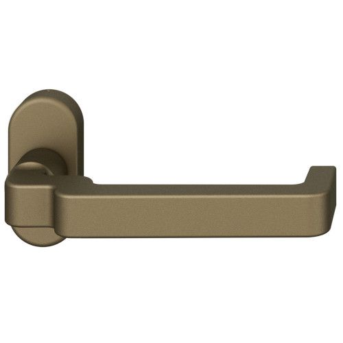 FSB 06 1134 rokturis bez ass ugunsdrošām profilrāmju evakuācijas durvīm, ar ovālu rozeti, alumīnijs graudaini matēts vidēji tumšas bronzas tonī S5