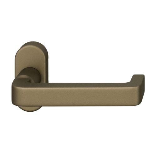 FSB 09 1134 handle for framed fireproof emergency door on oval rose, medium dark bronze S5