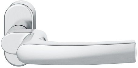 Handle for framed doors, without spindle on oval rose, 9 mm, for fire safety doors,st.steel