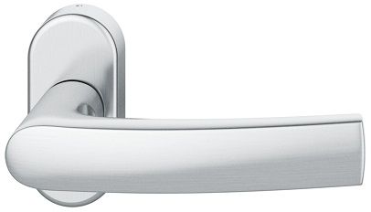 Handle for framed doors on oval rose, spring-loaded, 9 mm, for fire safety doors, st. steel