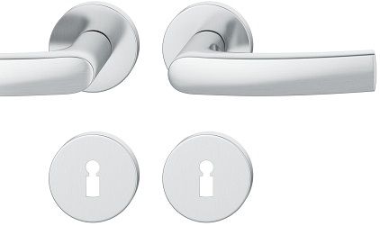 Handle set on round roses BB, stainless steel matt