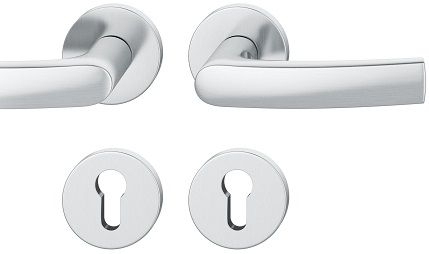 Handle set on round roses PZ, stainless steel matt