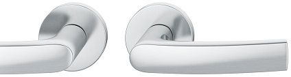Handle set on round roses BAC, stainless steel matt