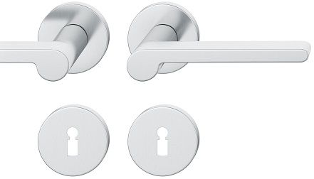 Handle set on round roses BB, stainless steel matt