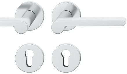 Handle set on round roses PZ, stainless steel matt