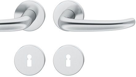 Handle set on round roses BB, stainless steel matt