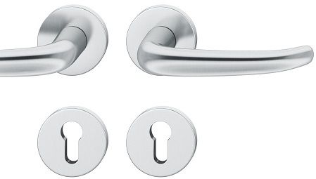 Handle set on round roses PZ, stainless steel matt