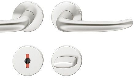 Handle set on round roses WC, aluminium F1