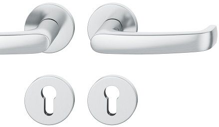 Handle set on round roses PZ, stainless steel matt